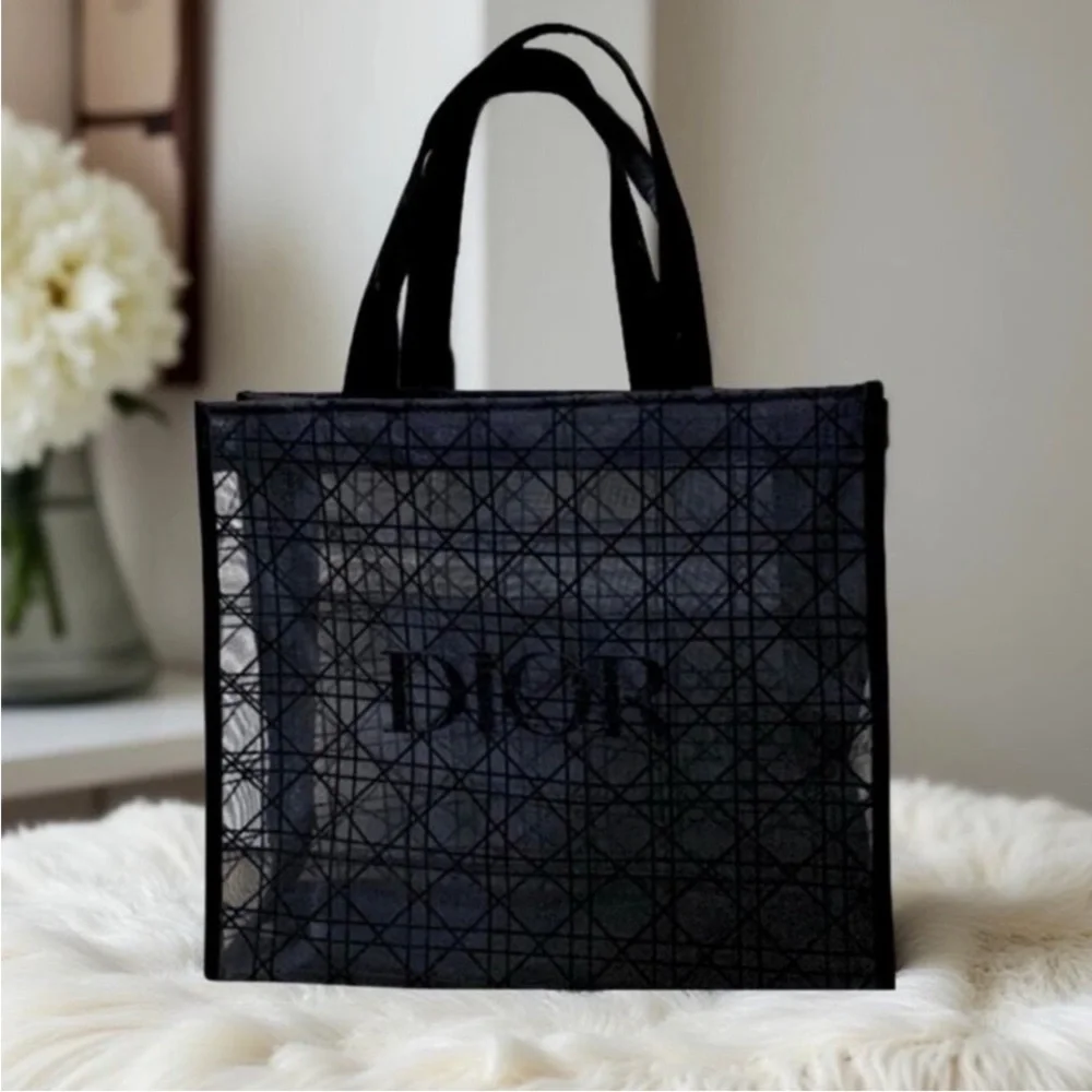 DIOR Beauty Black Mesh Tote Bag New - Picture 2 of 6